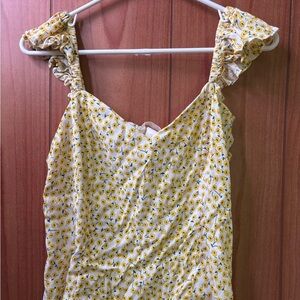 Floral Yellow and White Dress